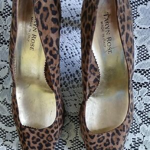 Taryn Rose Brown Heels with Leopard Print Suade